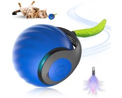 Interactief kattenspeelgoed voor binnenkatten, Speedy Tail kattenspeelgoed, automatisch bewegende kattenbal, kattenspeelgoed, twee snelheidsstanden (blauw)