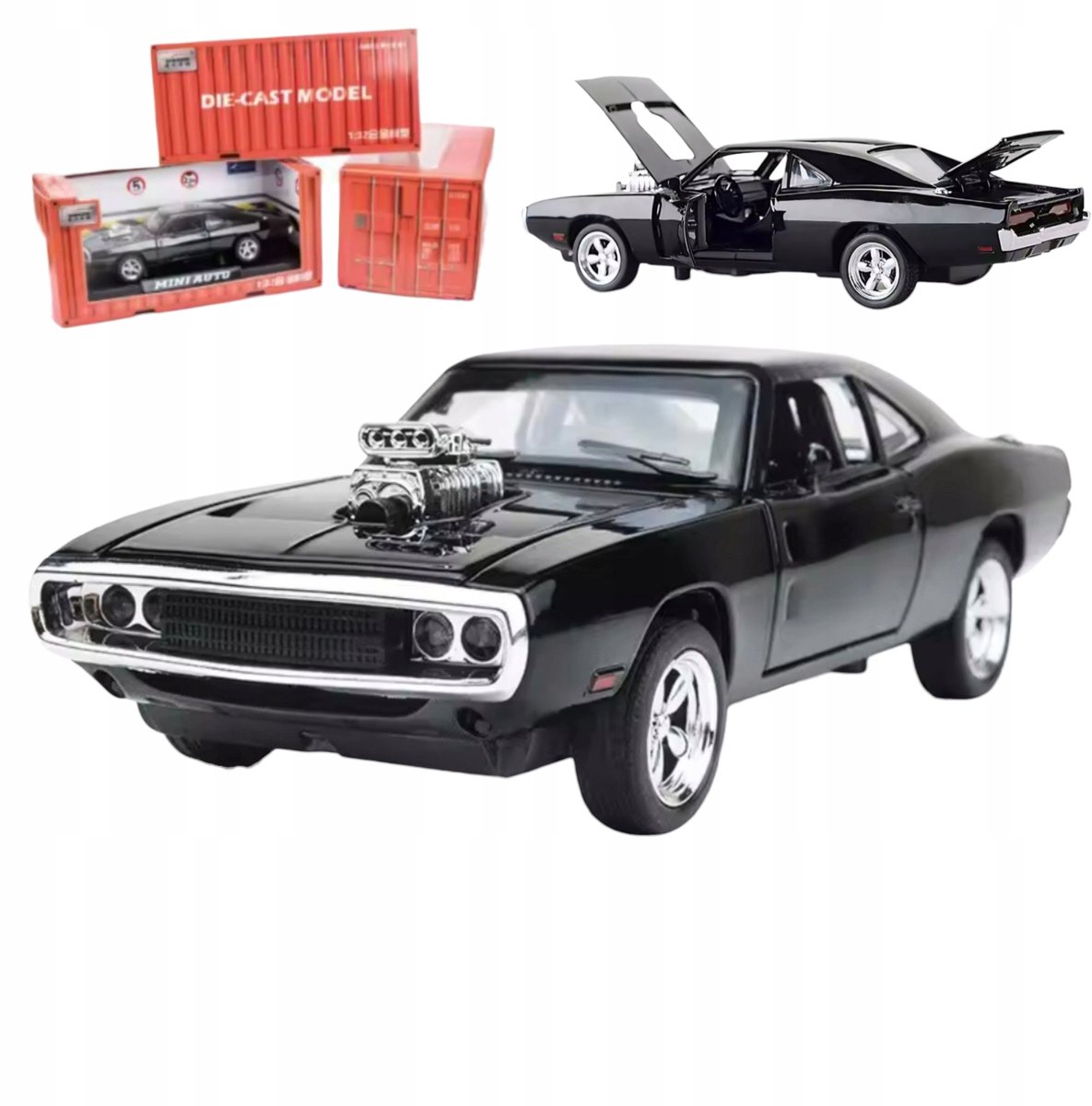 Dodge Charger 1970 Modelauto 1:32 met LED, Geluid & Open Deuren