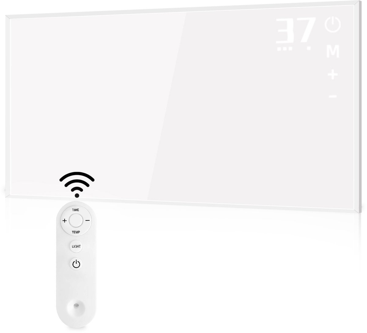Glitzerlife Infrarood Verwarming 450W - Infrarood paneel met Thermostaat en Afstandsbediening - Energiezuinige Platte Elektrische Kachel - Als Staand of Wandmodel te Gebruiken