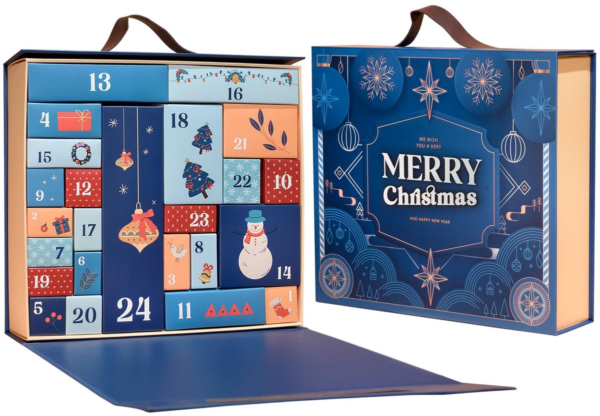 Adventkalender 2025- Lege Adventskalender om zelf te vullen-24 Dagen Kerst Afteldoos-Herbruikbare Lege Cadeaudozen-Kerstcadeauboxen voor familie