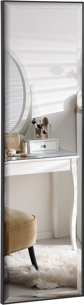 HOMCOM - Spiegel op ware grootte - Aluminiumlegering - 120x35cm - Zwart