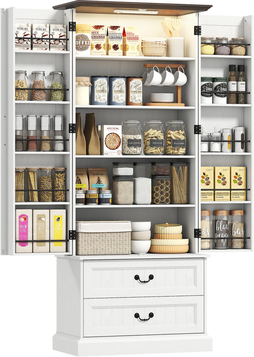 HOMCOM Keukenkast - Spaanplaat - 76x39,5x183cm - Wit