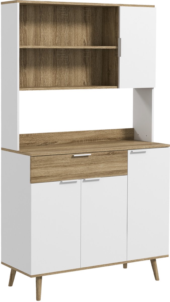 HOMCOM Keukenkast - Spaanplaat - 98x39x180cm - Wit