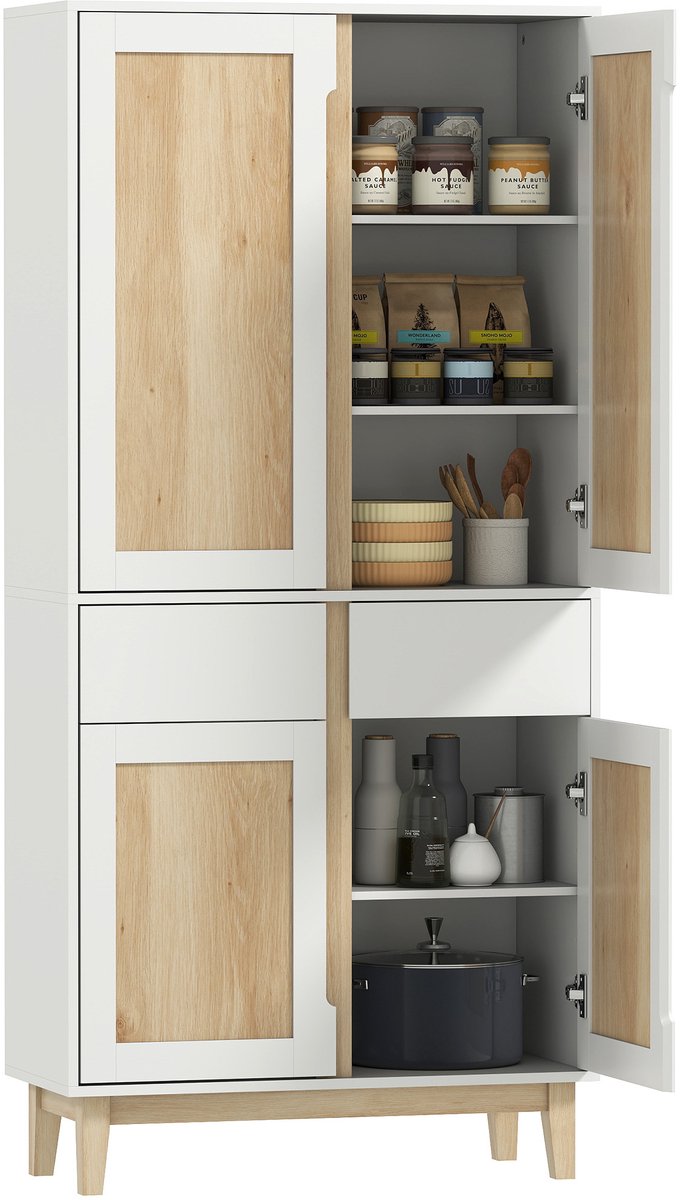 HOMCOM-Keukenkast-MDF-80x35x170cm-Wit