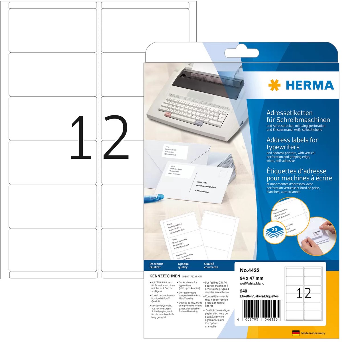 HERMA 4432 adreslabels Wit