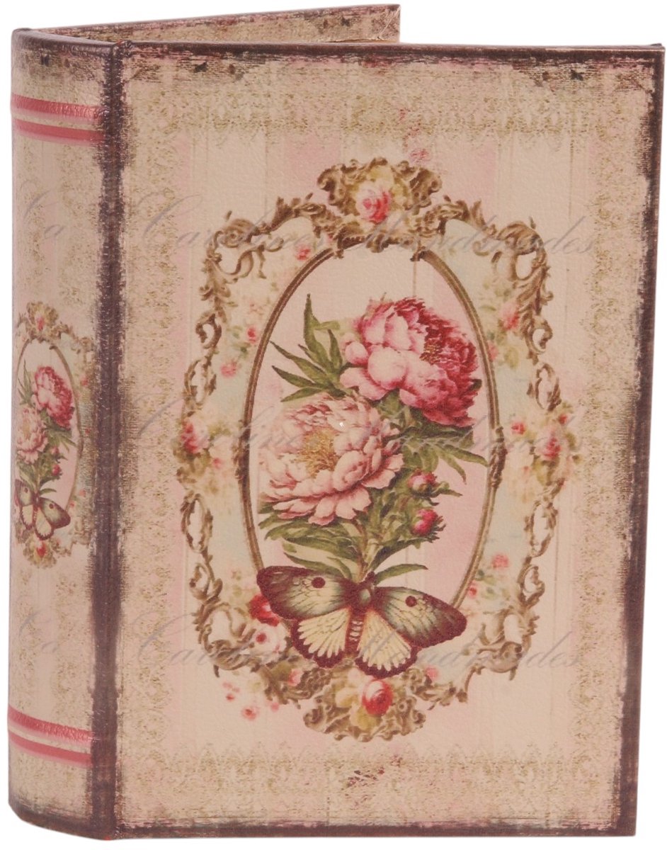 Baroque - Opberger - Opbergboek Bloemen 20 cm - Roze - 20x14x4 - PU Leather