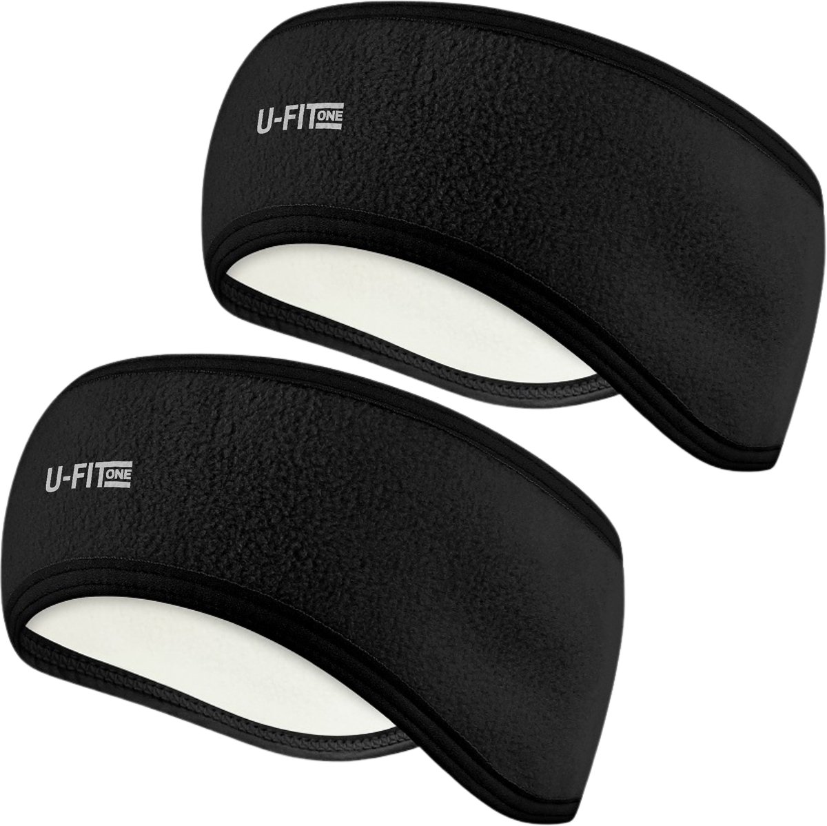 U Fit One 2 Stuks Fleece Hoofdband Oorwarmers - Winter Oorkappen - Sporthoofdband - Zwart - One Size