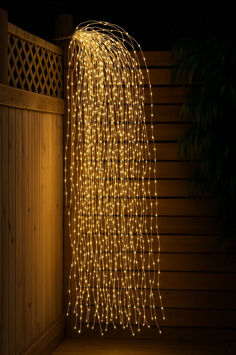 Meisterhome® Waterval LED Kerstverlichting 230 cm – 1120 LEDS – Warm Witte LED’s – Kerst Decoratie voor Binnen & Buiten – Feestelijke Lichtgordijn / Lichtwaterval – Timerfunctie – Wit