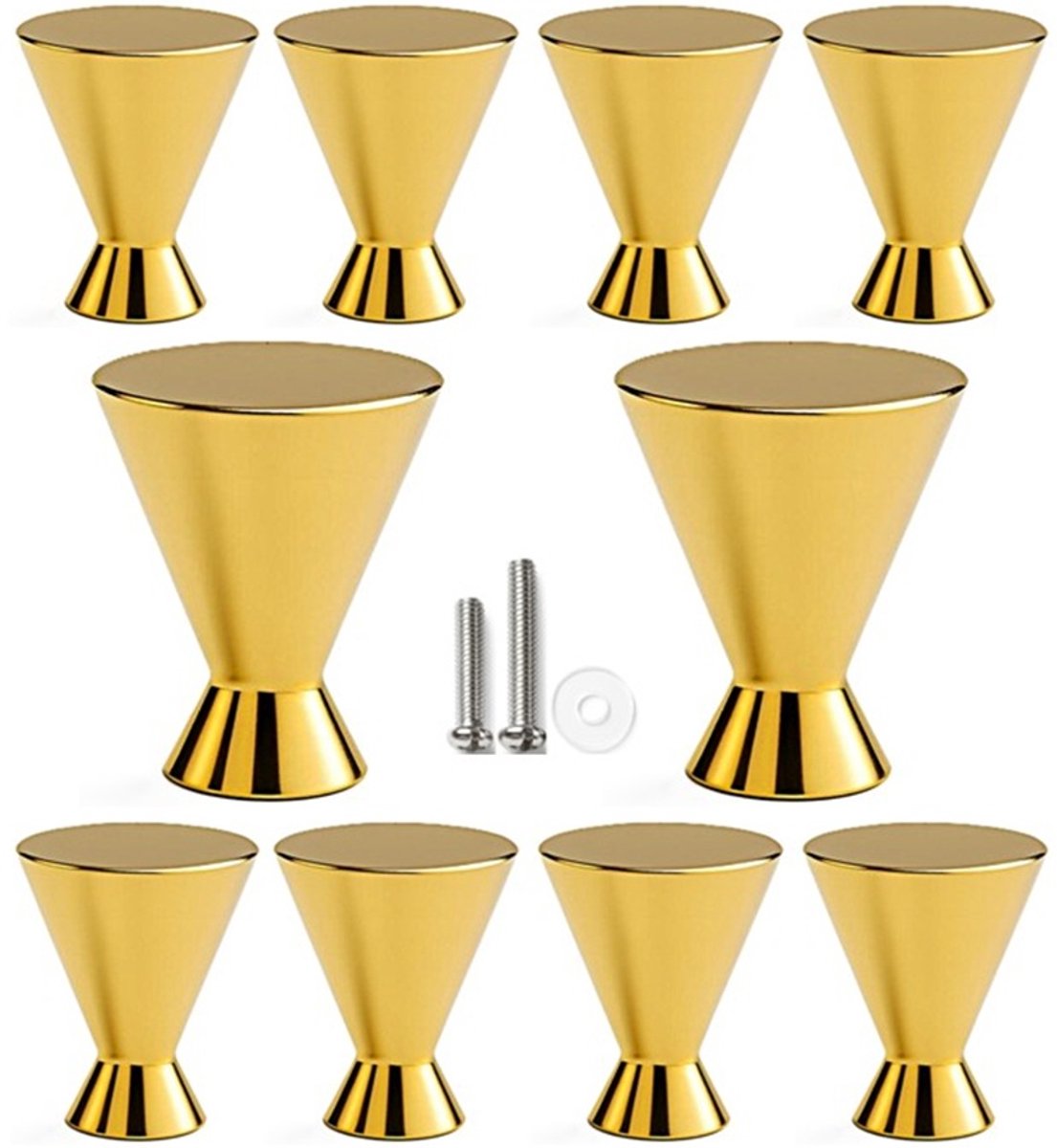 10 X MSQDESIGN Kastknop Goud (Glanzend) - Kastknoppen Goud - 10 stuks - Deurknopjes Goud voor kast- Deurknopjes Goud -kast knop Goud - Meubelknop Goud - Meubelknoppen Goud - Deurknopjes Goud - Deurknoppen Goud - Ladeknoppen voor - incl schroeven