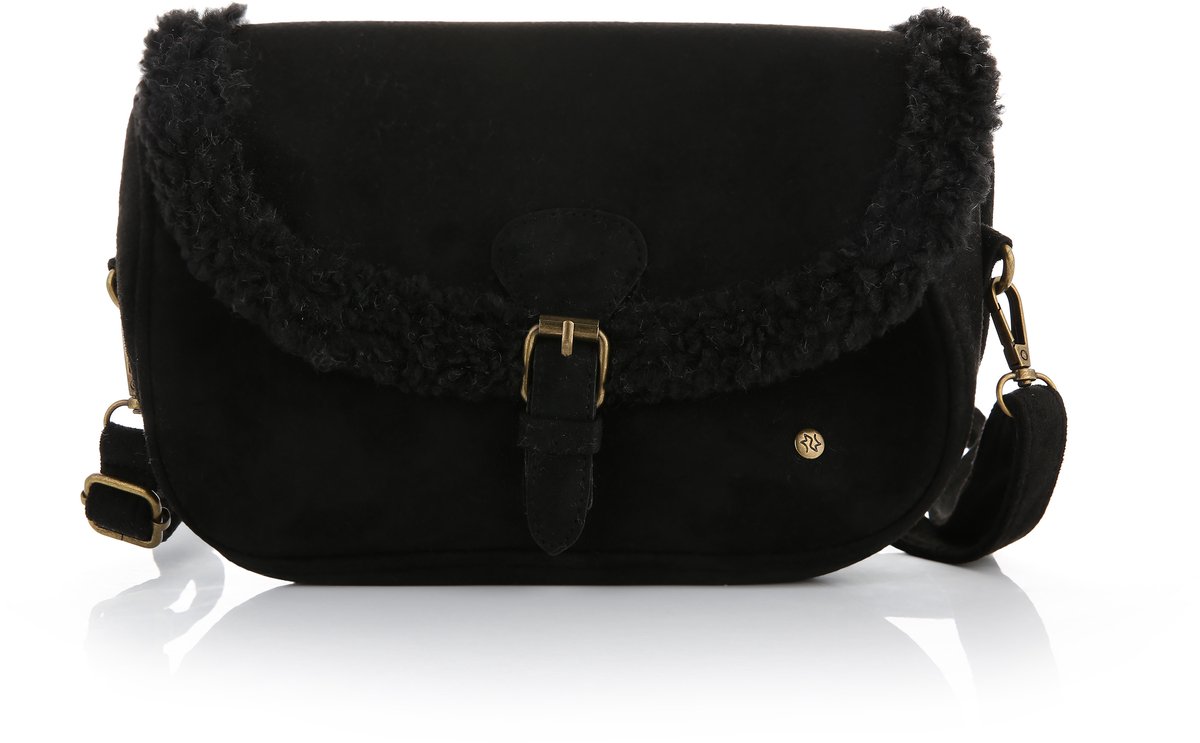 Teddy crossbody tas – 100% polyester – Zachte schoudertas dames – 25 x 17 cm – Teddy bag – Fluffy tas – Zwarte teddy tas – Kleine tas met rits – Trendy crossbody dames – Schattige tas voor dagelijks gebruik – Modetasje