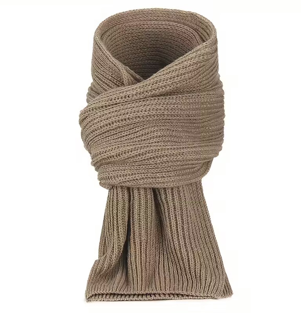 Sjtoer® - Elegante winter sjaal - Khaki - voor Mannen en Vrouwen - Effen Kleur - Gebreide Stijl - Kerstcadeau - Feestdagen