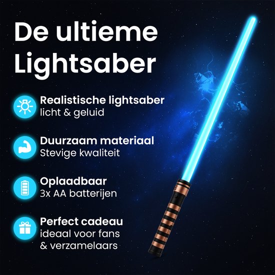 Lightsaber - Light Saber - 7 Kleuren - Licht &amp; Geluid - Verstelbaar - INC BATTERIJEN - Lichtzwaard - Jedi - Vechten - Rolspel - Cosplay - Laserzwaard