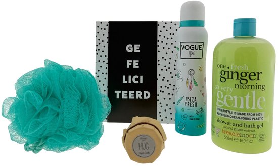 Vogue Verjaardag Cadeauset met Deo -Douche - Puff - Chocolade & Kaars – Luxe Badset | Verwen Cadeauset | Wellness Geschenk voor Iedereen