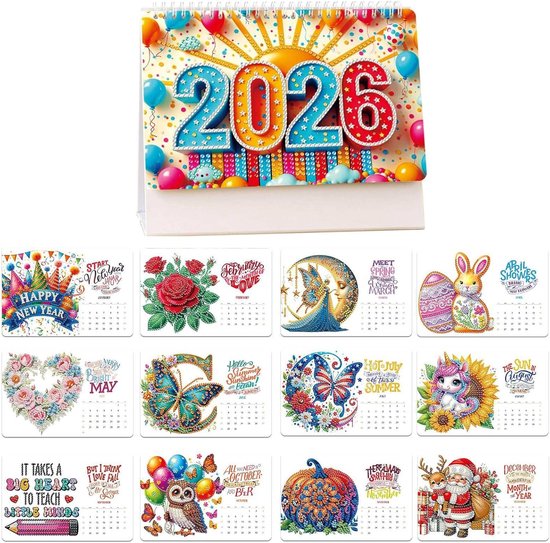 DIY Diamond Art Painting 2026, tafelkalender, ornament