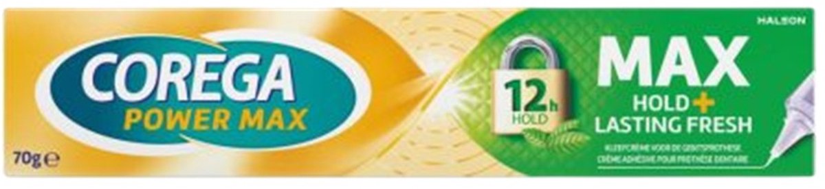 Corega Power Max Hold + Lasting Fresh – Kleefcrème voor Gebitsprothese – 70 g