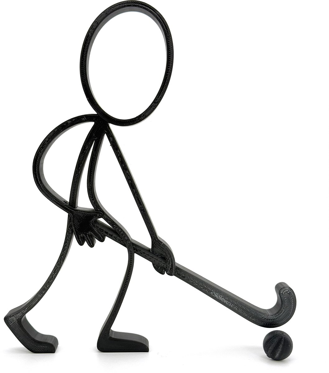 Stickyman Veldhockeyspeler - zwarte bal - zwart - 20 cm hoog