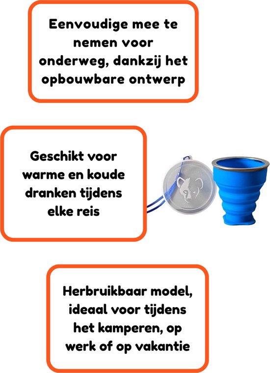 Beker - Opvouwbare beker - Drink Beker - Vakantie - Water - Siliconen - 288ML - Blauw van MSV — afbeelding 4