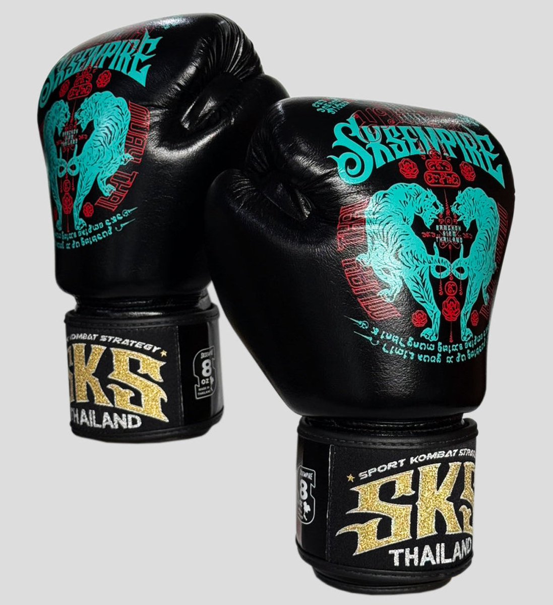 SKS Empire Bokshandschoenen - Sak Yant - Stickerbomb - Zwart / Blauw 12 oz
