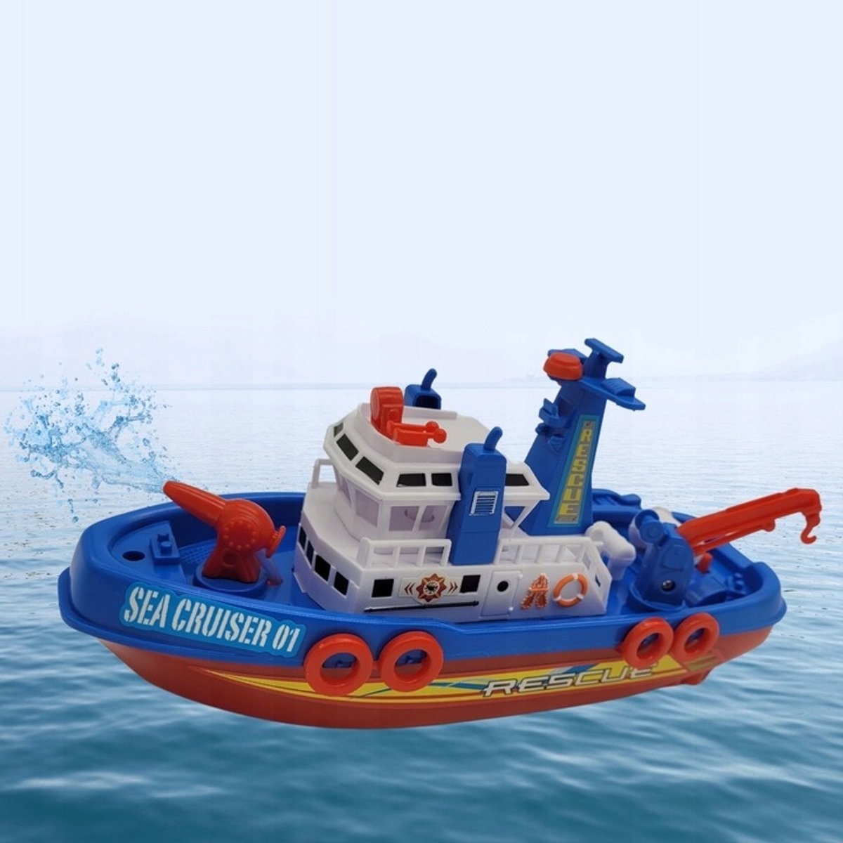 Varende speelgoedboot met waterkanon, tractor – foto 3