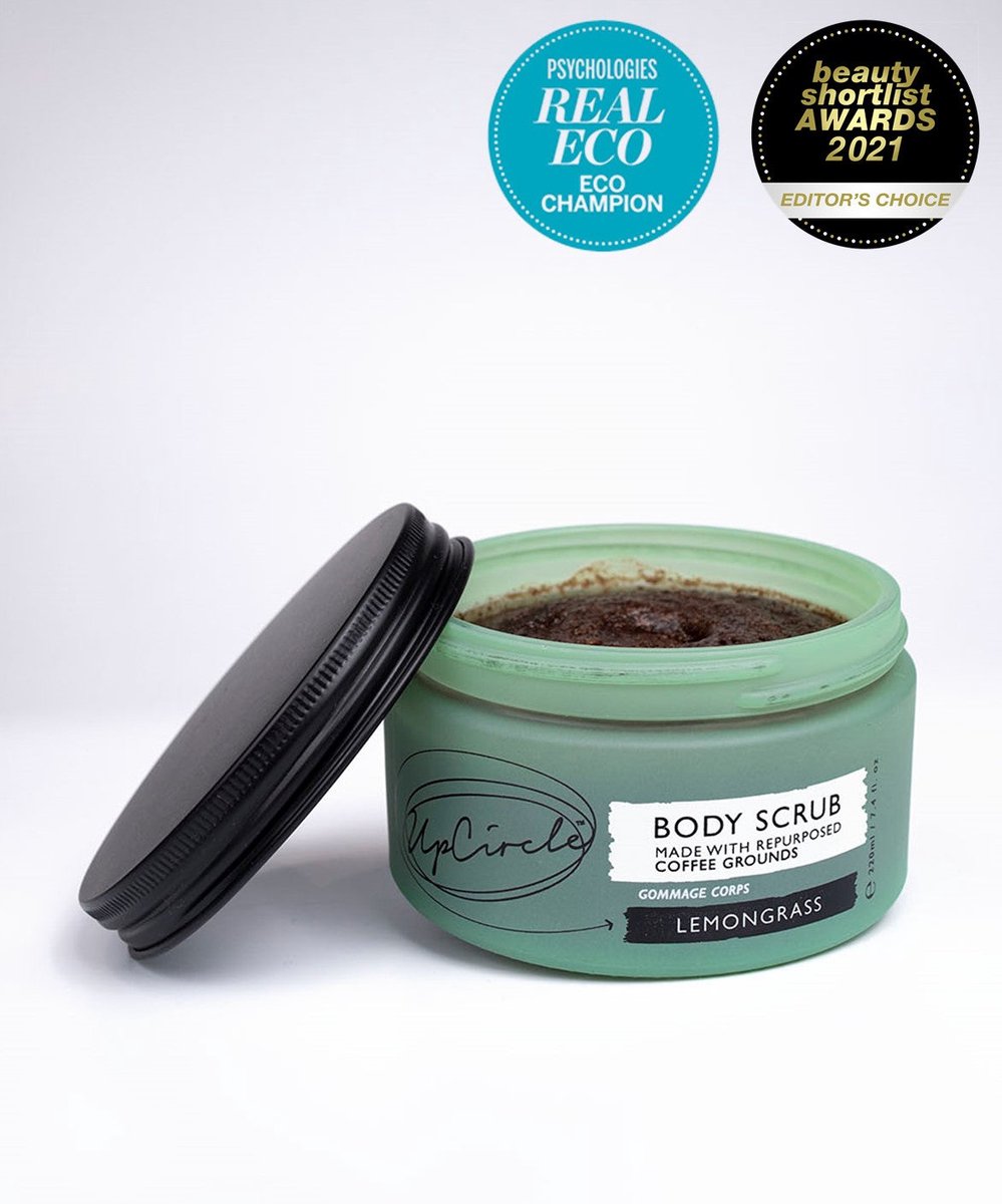 UpCircle - 99% Natuurlijk Koffie Body Scrub - Exfoliërend en Verfrissend - Citroengras - Zeezout - Kokosolie - Vegan - 220 ml