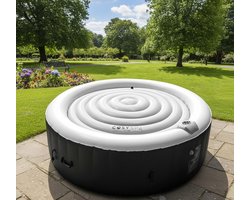 Energiebesparende Opblaasbare Jacuzzi Afdekking Ø160 cm – Premium Thermische Whirlpool Cover met Warmte-Isolatie, Regenbescherming & Snelle Inflatie – Grijs – Geschikt voor 6 Personen