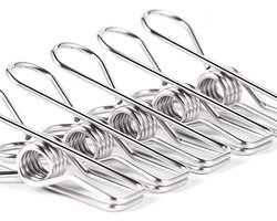 20x Extra Sterke RVS Wasknijpers- Weerbestendig roestvrij staal - Geschikt voor dikke dekens - Buitengebruik - Zilver