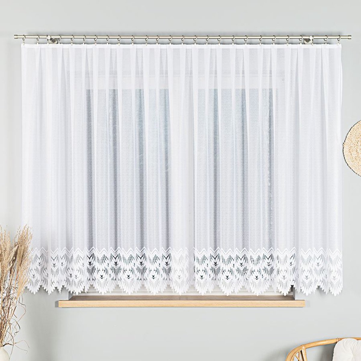 Markizeta Serie - Kant en Klaar Jacquardgordijn - Wit - 400x160 cm - Polyester