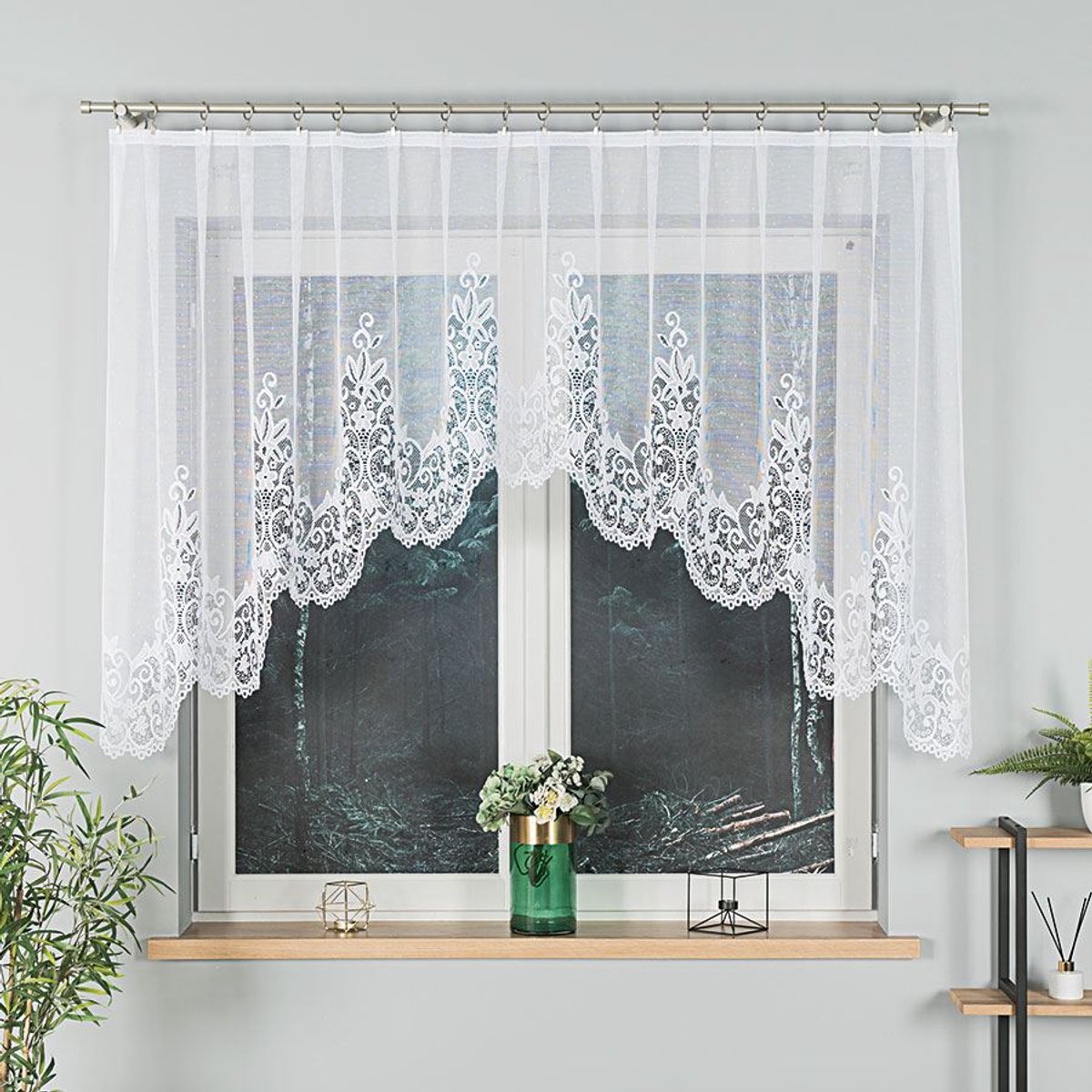 Markizeta Berenika - Jacquard Geplooid Gordijn - 330x120 cm - Witte Kleur