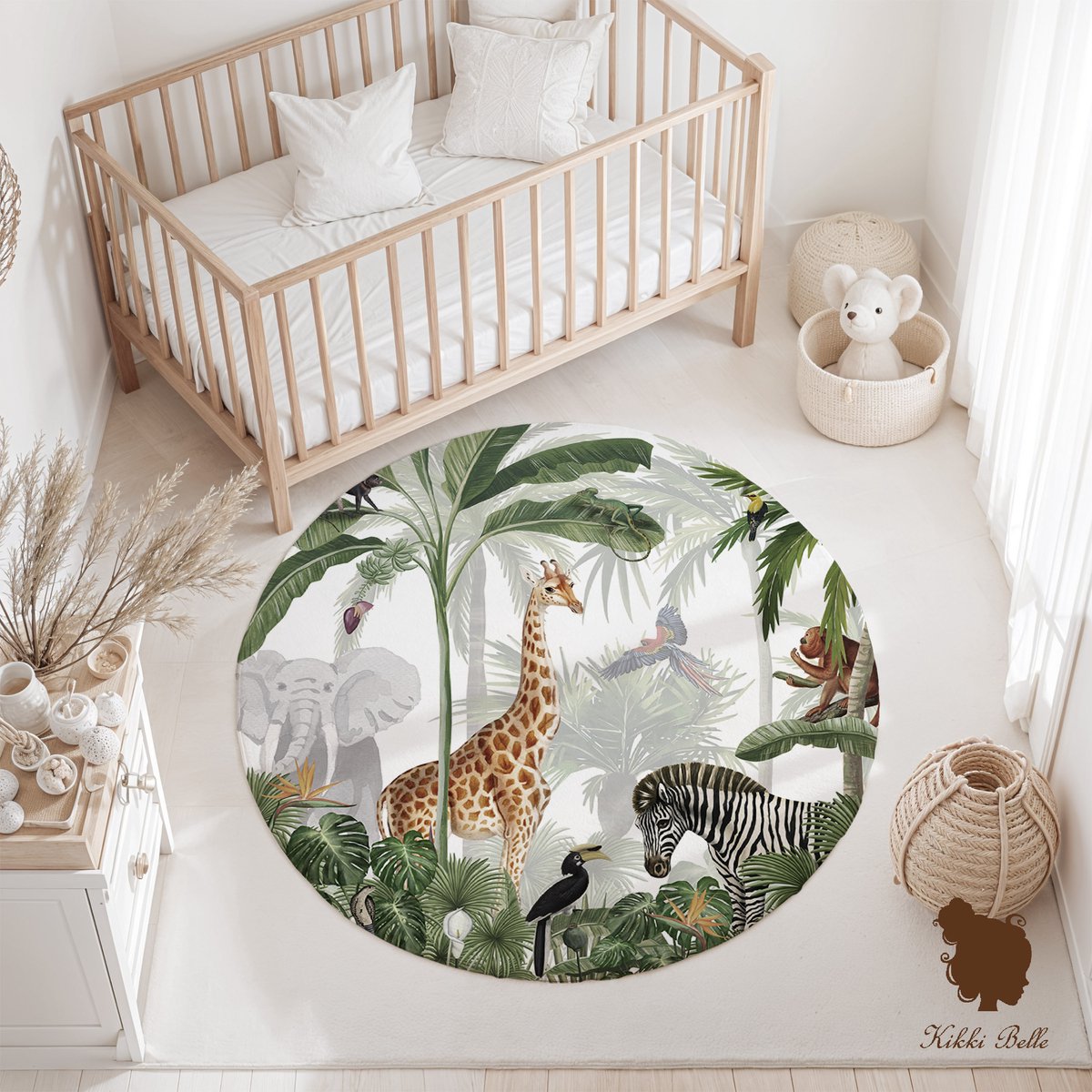 Rond Vinylzeil Jungle Jive Kikki Belle-Vinyl kleed-kinderkamer-jungle-giraf-kinderkameraccessoires-100cmRond-kleed