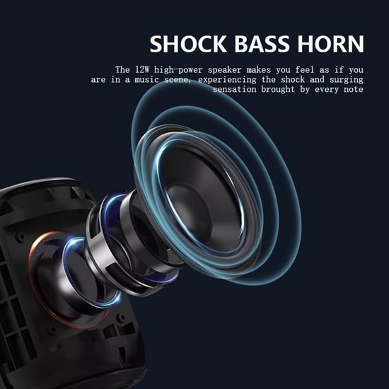 Mini Bluetooth Speaker - Waterdichte RGB Lichtshow Speaker - Compatibel met PC, Laptop en Smartphone - Draagbare Buitenspeaker - Feest- en Gaming Speaker - Voor Jongeren en Buitengebruik - RGB Speaker - Zwart - 1 Stuk van Merkloos — afbeelding 2
