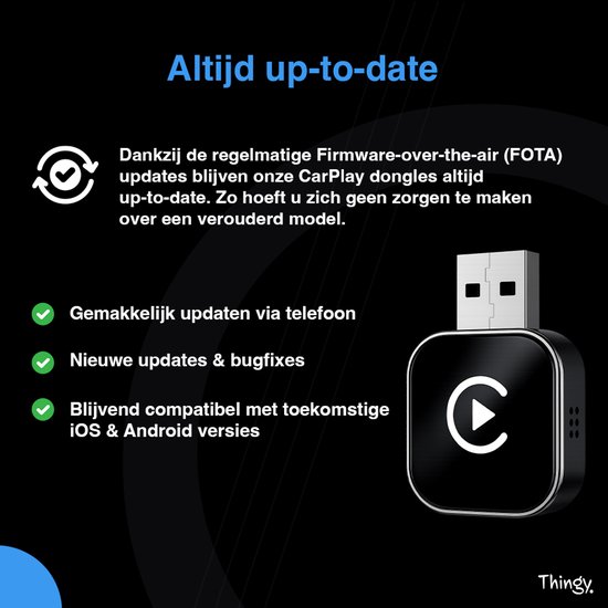 Thingy® Mini 2-in-1 Carplay Dongle - Draadloos CarPlay & Android Auto - Android Auto Dongle - Extra Klein Model - Snelle & Stabiele Connectie - Draadloos CarPlay