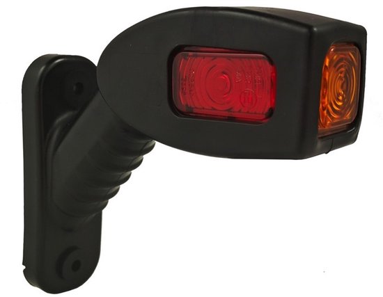 Zwarte markeringslamp met oranje en heldere lens.