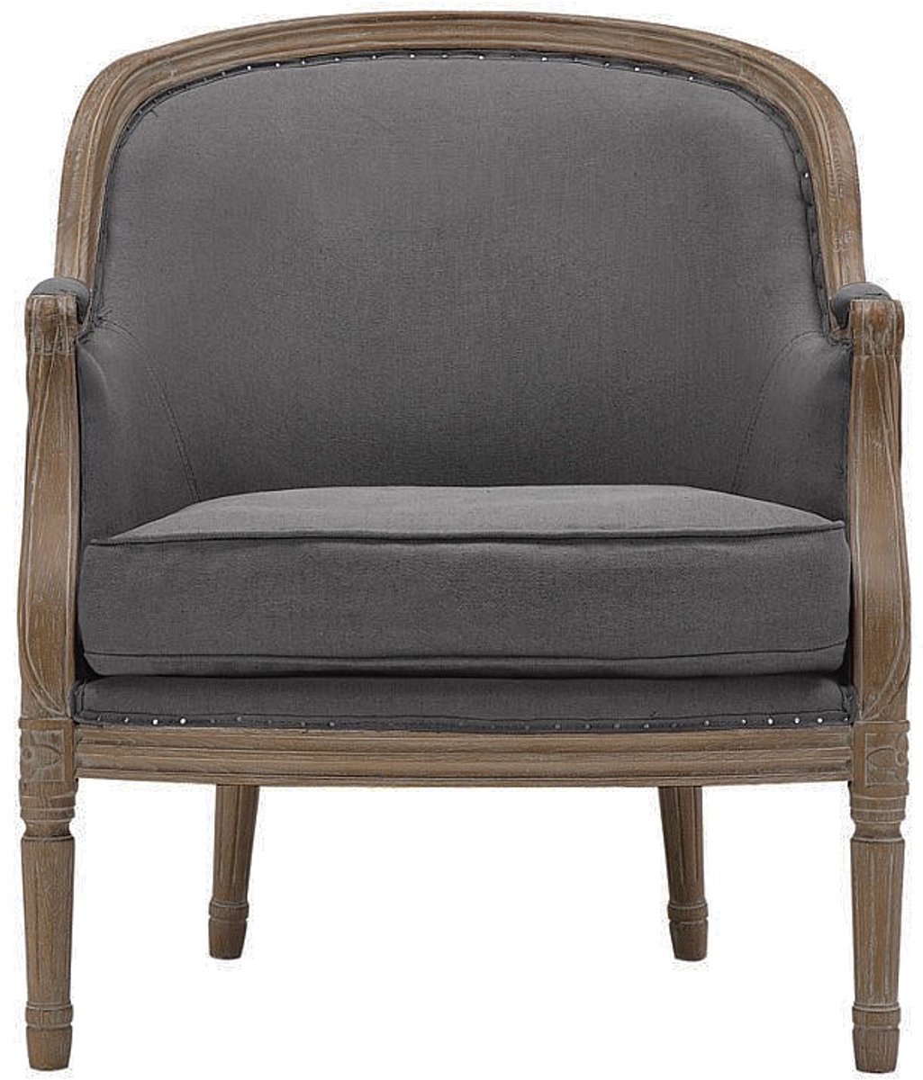 Vente-unique Fauteuil van linnen ALIENOR - grijs