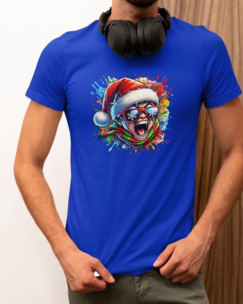 Xmas Freakout Santa - Kerst T-shirt Blauw - Grappig T-shirt - Maat XL - Kerst Cadeau Mannen - Limited Edition