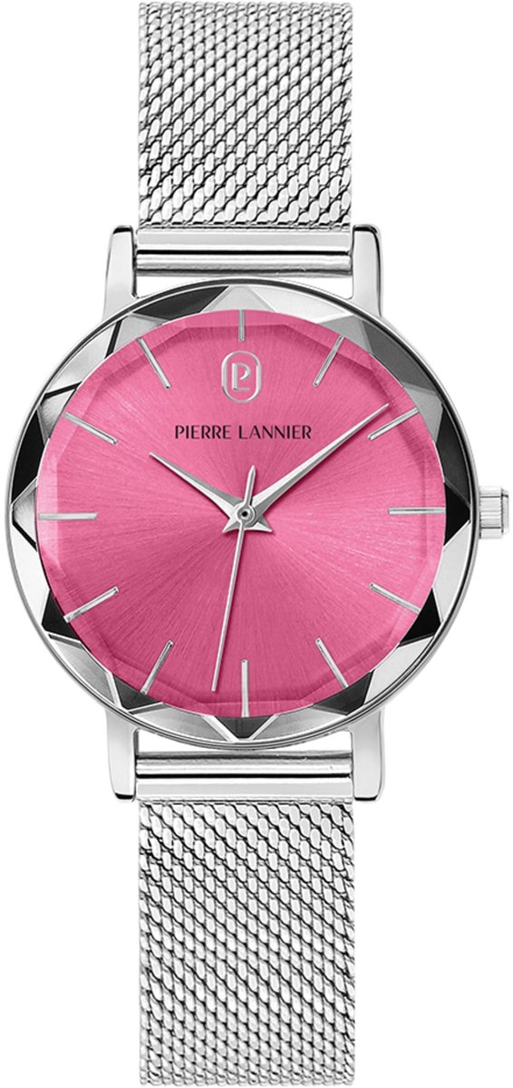 MULTIPLES Silver Ladies Watch Pink Dial Silver Milanese Steel Bracelet 14 MM