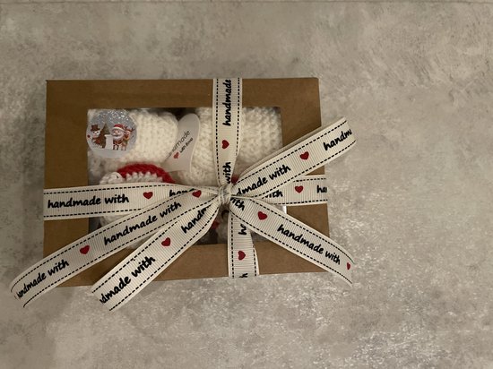 Maminobaby.nl | Baby Geschenk jongens/meisjes | Gebreide babyslofjes | Kerstman | Kraamcadeau | Babyshower — afbeelding 2