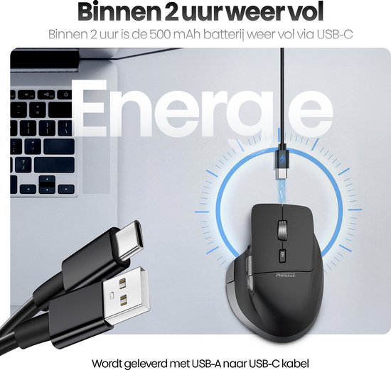 Phreeze Master 3S Pro Draadloze Ergonomische Muis - Bluetooth