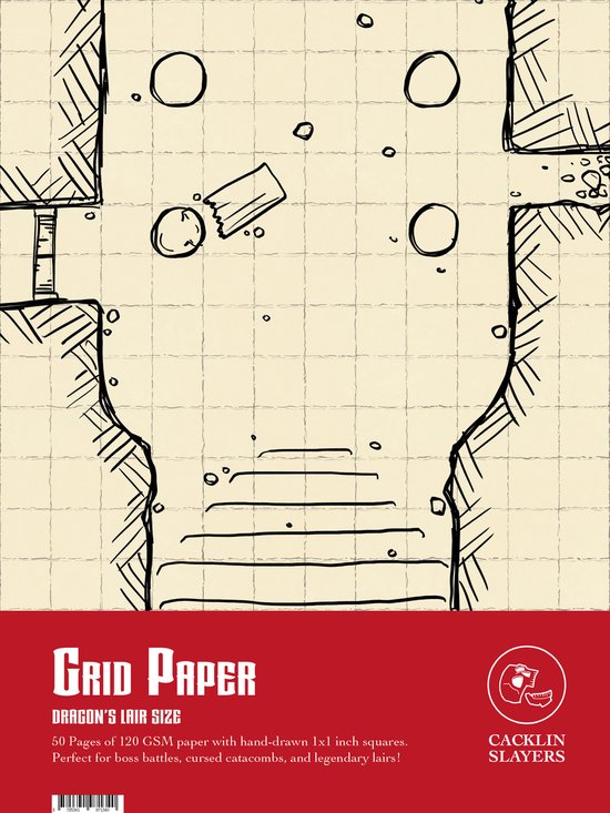 Cacklin Slayers - Papier quadrillé - Carte de combat Blanco - Format Dragon's Lair (30,5 x 40,5 cm) - Pour jeux de rôle tels que Dungeons and Dragons, Pathfinder, Daggerheart - Cadeau Master du Donjon - Carte - Tapis de combat - Grille de combat D&D