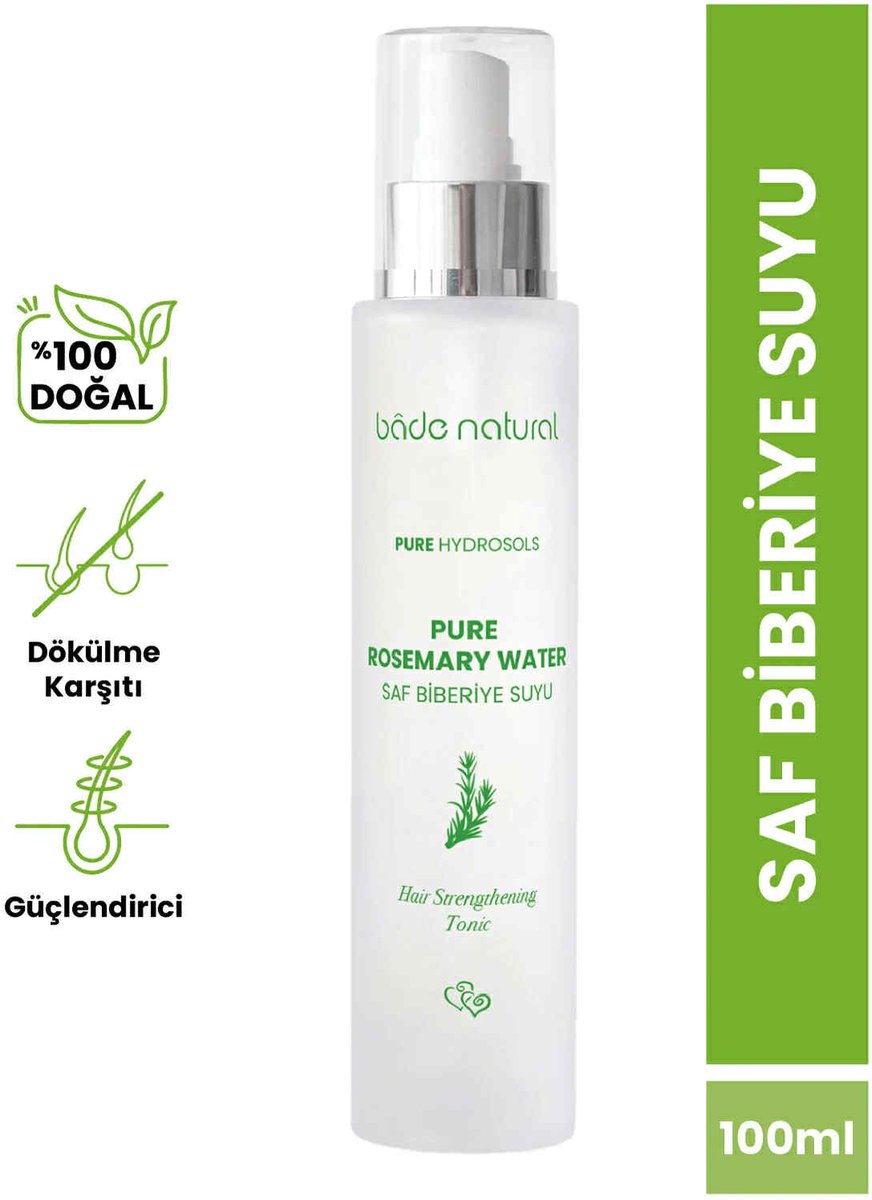 Bade Natural Rozemarijn Water Haar Tonic – 100% Natuurlijk & Puur – Verzorgende Haar- en Hoofdhuidverzorging – 100 ml