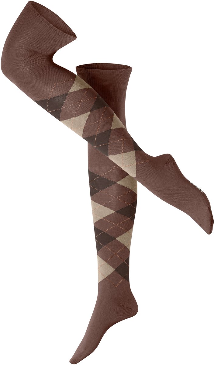 Burlington Marylebone lang gedessineerd wol overkniekousen dames bruin - maat 36-41