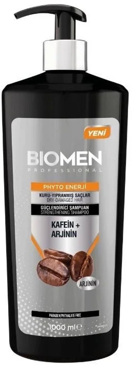 Biomen Cafeïne Arginine Shampoo voor Droog en Beschadigd Haar 1000 ml - Bio shampoo - Herbal shampoo - Anti-Haaruival - haarverzorging