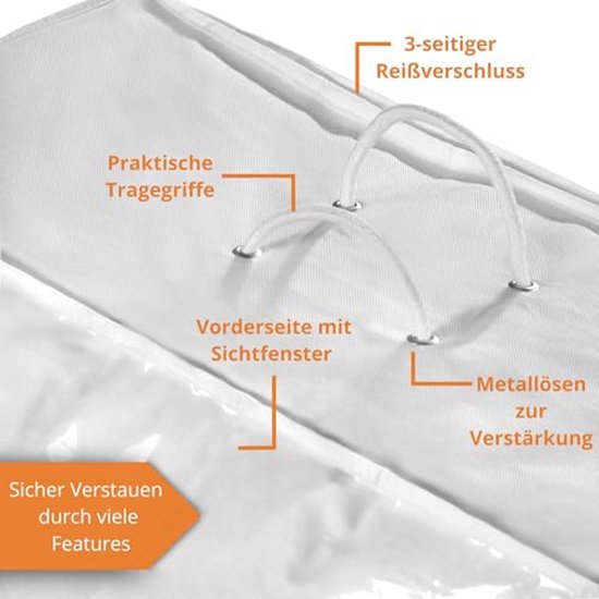 5-delige opbergtas voor dekbedden en hoofdkussens met 3-zijdige ritssluiting en handgrepen - Ruimtebesparend en stofvrij — afbeelding 3