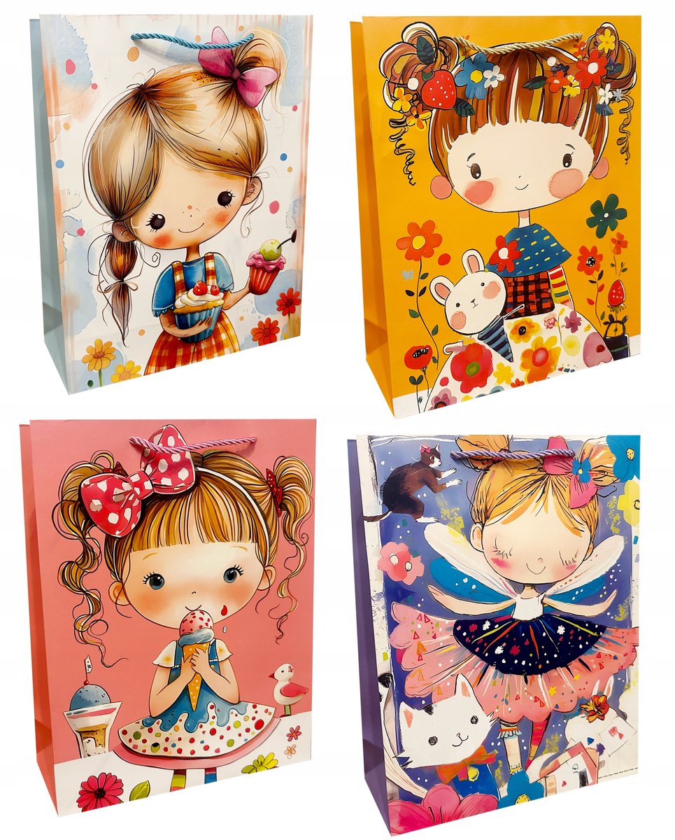Decoratieve Cadeautas 18x24x8,5cm Meisjesmotief - 1 Stuk