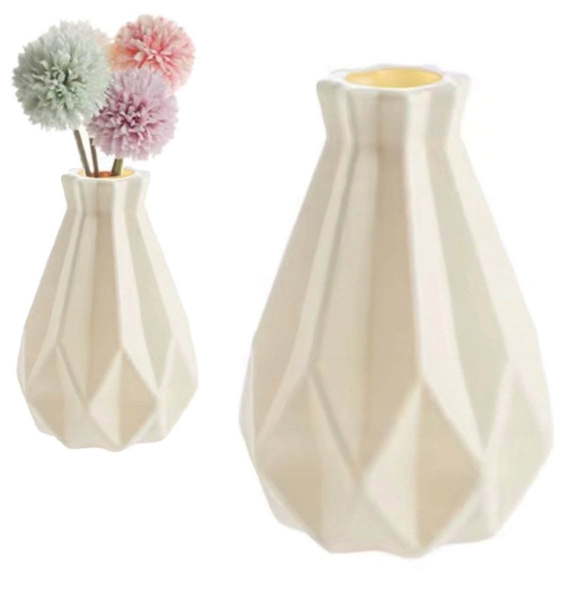 Wit kunststof vaas Scandinavische stijl 21 cm