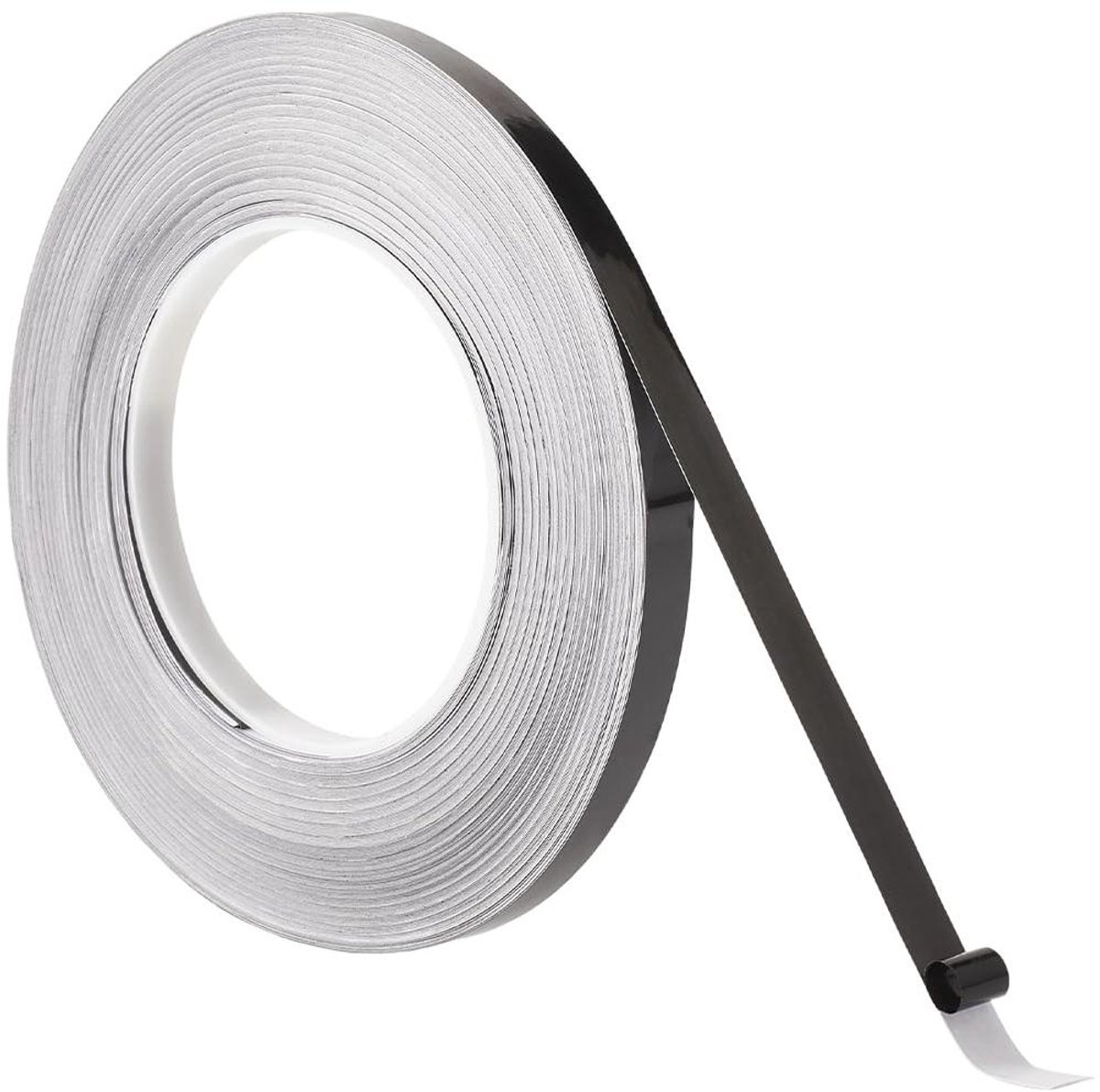 TTGoods - Glanzende polyester filmtape zwart, 50 m x 8 mm - Waterdichte decoratietape voor doe-het-zelf detaillering