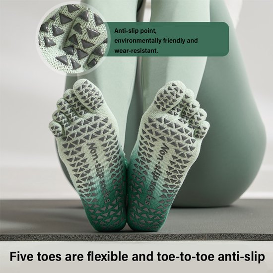 OIMG Sokken Antislip 5-Pack - Teen sokken - Toe socks - Pilates Sokken - Yoga Sokken - Dames en Heren anti slip - Huissokken - Fitness Sokken - Grip - One size fits all - Gripsokken voor Yoga Pilates Ballerina Ballet van OIMG — afbeelding 2