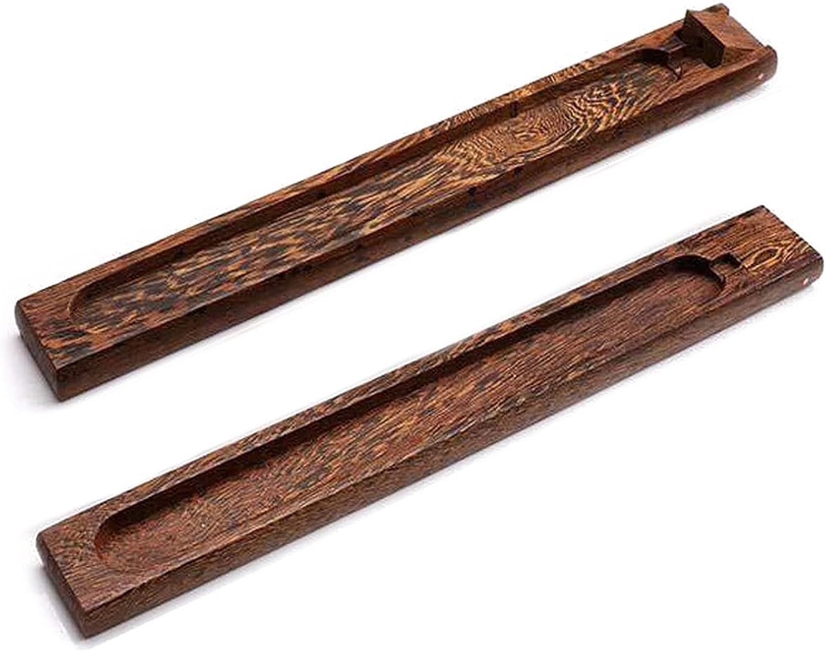 Famanu Set van 2 bamboehouten wierookhouders, natuurlijk design voor yoga en meditatie, geschikt voor binnen en buiten wengé hout