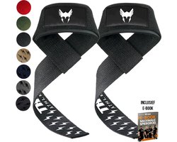 Thor Athletics Lifting Straps - Extra Grip - Krachttraining Accessoires - Powerlifting Straps - Deadlift Straps - Zwart - Inclusief E-Book - One Size