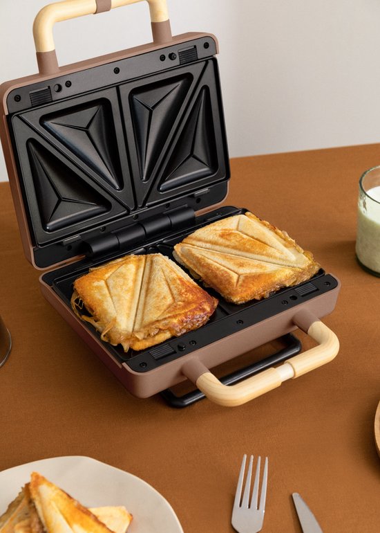 CREATE - Tosti-ijzer, grill en wafelijzer met verwisselbare platen - Mokka - Dubbel - STONE STUDIO van CREATE — afbeelding 5