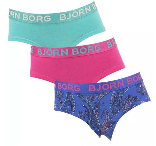 Drie hipsters: lichtblauw, fuchsia en blauw met paisley print. Allen met logo band.